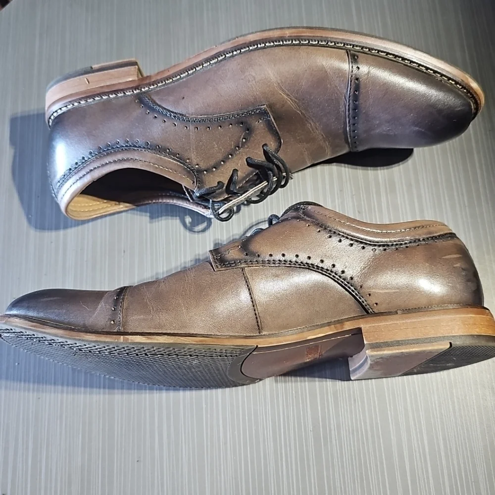 Stacy Adams Mens Balance Manmade Leather Oxford Shoes Size 9.5 Brown & Black EUC